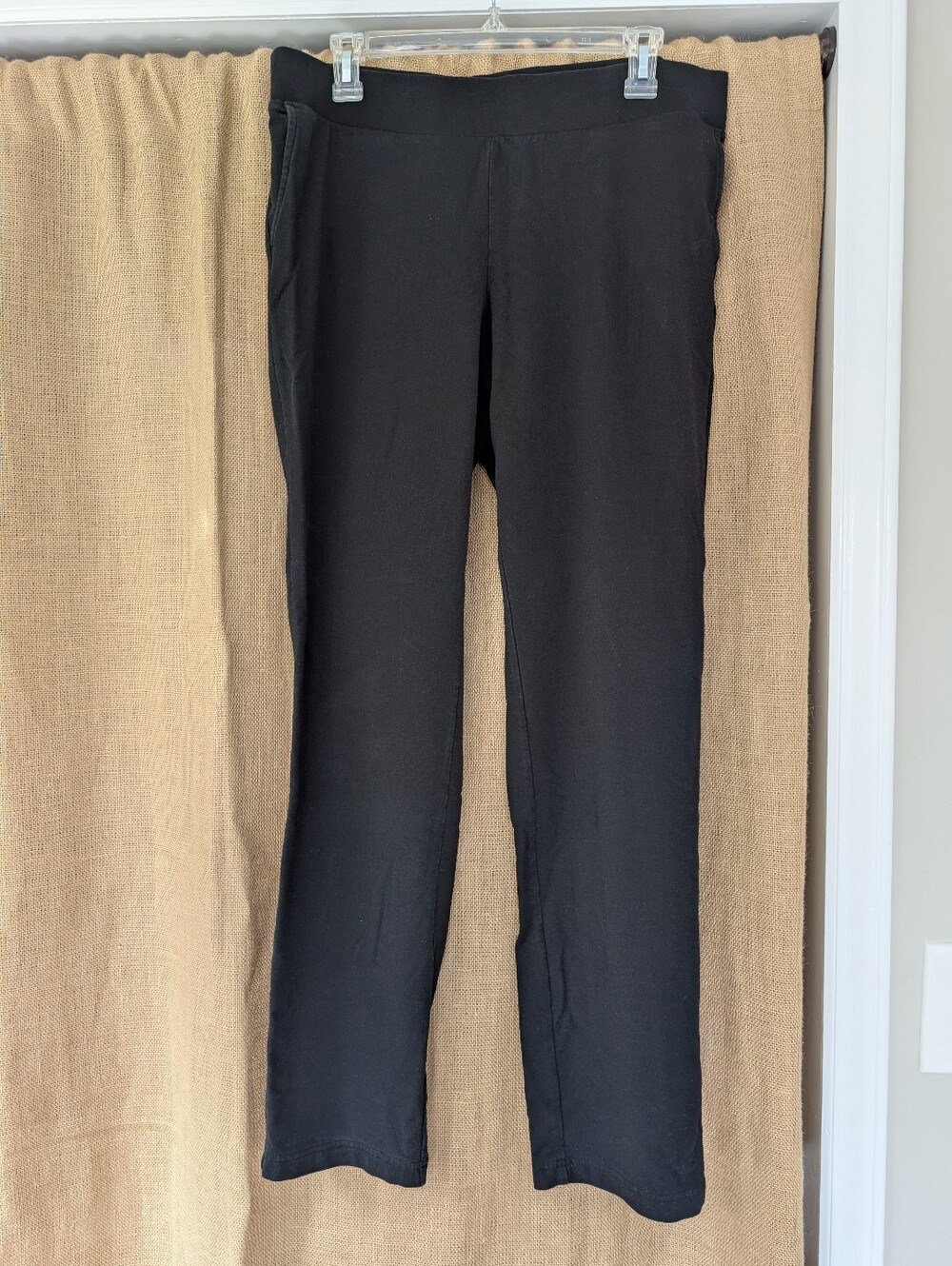 Women's Pure Jill French Terry Black Pants, Sz Medium